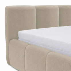 Garnero Arredamenti Letto alla francese 140x200cm con rete contenitore imbottito beige Aluna Tessuto Paros Beige Discount