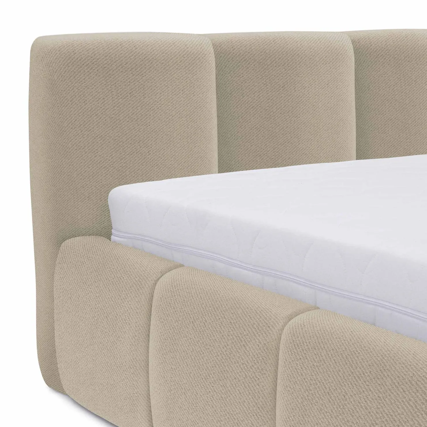 Garnero Arredamenti Letto alla francese 140x200cm con rete contenitore imbottito beige Aluna Tessuto Paros Beige Discount