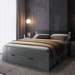 Garnero Arredamenti Letto alla francese 140x200cm con cassettone e vani laterali Cortina Gihome® Ossido New