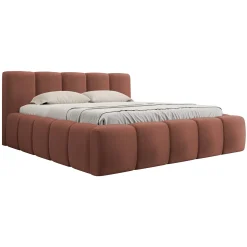 Garnero Arredamenti Letto alla francese 140x200cm con rete contenitore imbottito rosso mattone Aluna Tessuto Kronos Rosso Mattone Hot