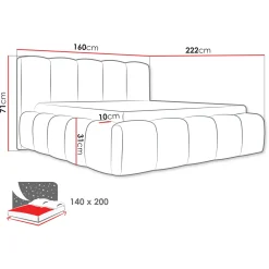 Garnero Arredamenti Letto alla francese 140x200cm con rete contenitore imbottito blu Aluna Tessuto Kronos Blu Online