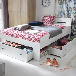 Garnero Arredamenti Letto alla francese 140x200cm con set cassettoni bianco Aurora Outlet