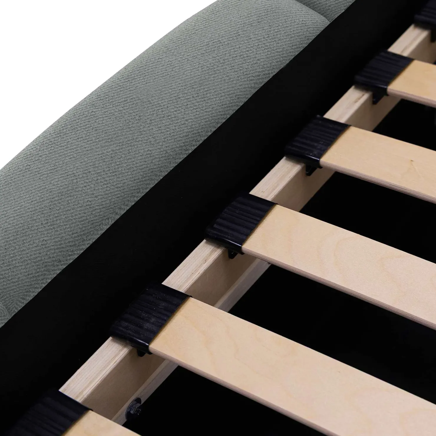 Garnero Arredamenti Letto alla francese 140x200cm con rete contenitore imbottito azzurro grigio Aluna Tessuto Paros Azzurro Grigio New