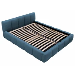 Garnero Arredamenti Letto alla francese 140x200cm con rete contenitore imbottito tessuto bouclé turchese Aluna Tessuto Abriamo Turchese Sale