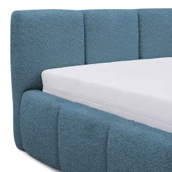 Garnero Arredamenti Letto alla francese 140x200cm con rete contenitore imbottito tessuto bouclé turchese Aluna Tessuto Abriamo Turchese Sale