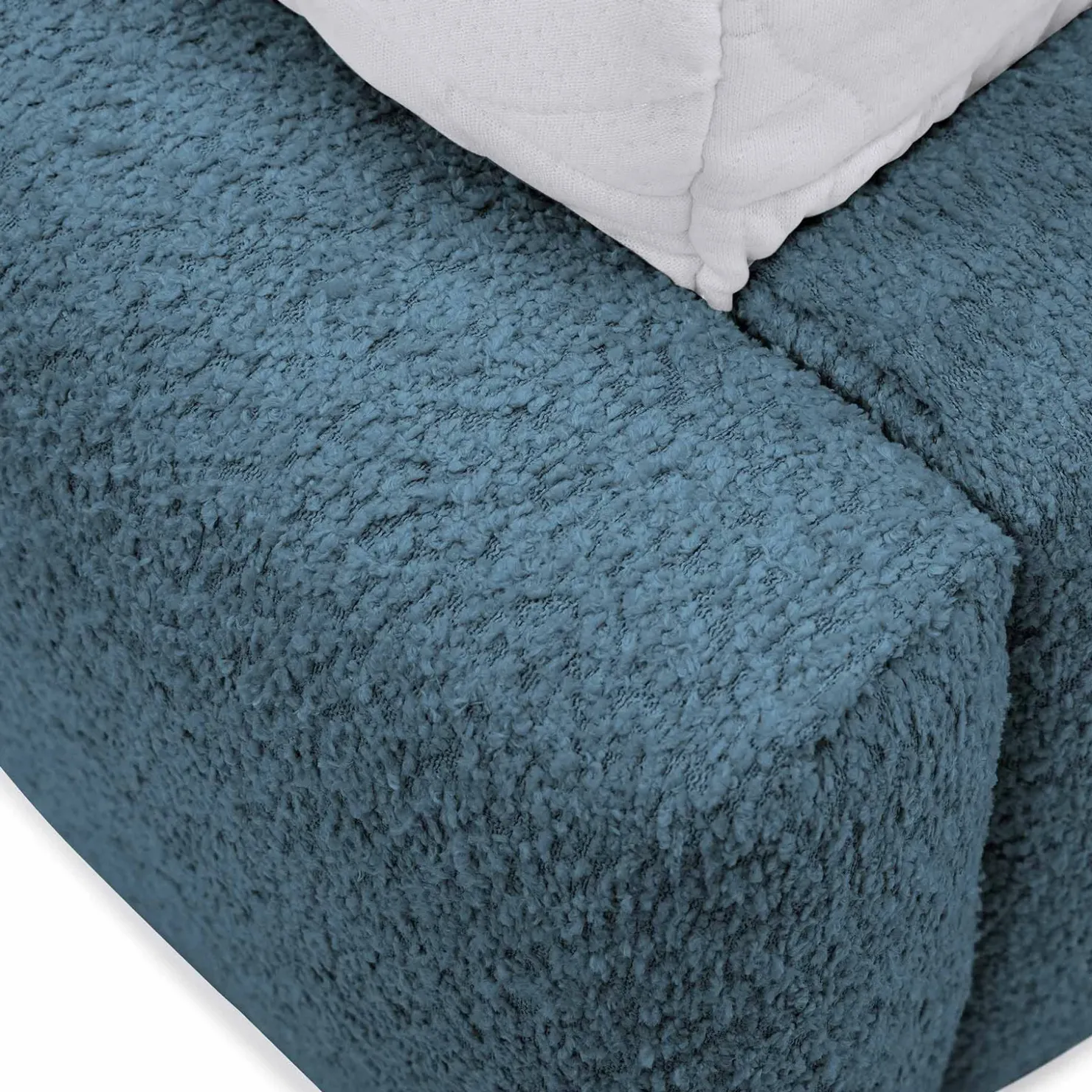 Garnero Arredamenti Letto alla francese 140x200cm con rete contenitore imbottito tessuto bouclé turchese Aluna Tessuto Abriamo Turchese Sale