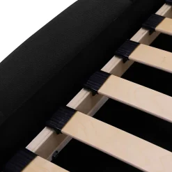 Garnero Arredamenti Letto alla francese 140x200cm con rete contenitore imbottito nero Aluna Tessuto Kronos Nero