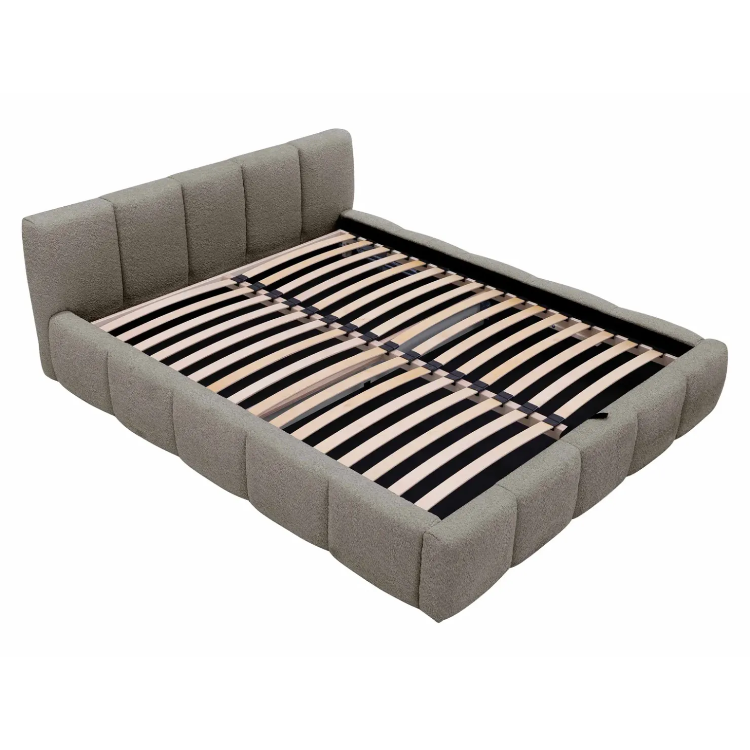 Garnero Arredamenti Letto alla francese 140x200cm con rete contenitore imbottito tessuto bouclé grigio Aluna Tessuto Abriamo Grigio Clearance