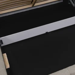 Garnero Arredamenti Letto alla francese 140x200cm con rete contenitore imbottito tessuto bouclé grigio Aluna Tessuto Abriamo Grigio Clearance