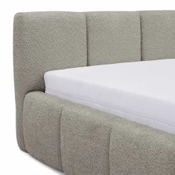 Garnero Arredamenti Letto alla francese 140x200cm con rete contenitore imbottito tessuto bouclé grigio Aluna Tessuto Abriamo Grigio Clearance