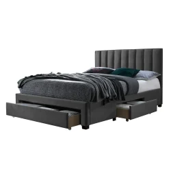 Garnero Arredamenti Letto alla francese 140x200cm imbottito con cassettoni Lux Grigio New