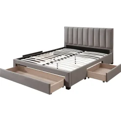 Garnero Arredamenti Letto alla francese 140x200cm imbottito con cassettoni Lux Beige Hot