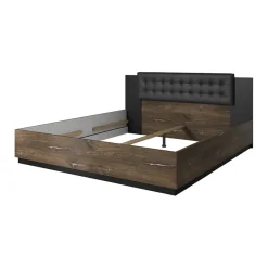 Garnero Arredamenti Letto alla francese 140x200cm quercia scuro nero Vulcano Noce Online