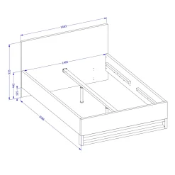 Garnero Arredamenti Letto alla francese 140x200cm rovere metallo nero Petra Hot
