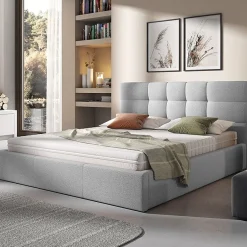 Garnero Arredamenti Letto alla francese 140x200cm tessuto grigio chiaro Silla New