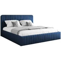 Garnero Arredamenti Letto contenitore alla francese 140x200cm imbottito velluto blu Poffi Tessuto Vellutato Lucido Blu Hot