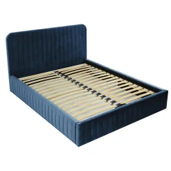 Garnero Arredamenti Letto contenitore alla francese 140x200cm imbottito velluto blu Poffi Tessuto Vellutato Lucido Blu Hot