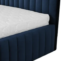 Garnero Arredamenti Letto contenitore alla francese 140x200cm imbottito velluto blu Poffi Tessuto Vellutato Lucido Blu Hot