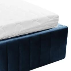 Garnero Arredamenti Letto contenitore alla francese 140x200cm imbottito velluto blu Poffi Tessuto Vellutato Lucido Blu Hot