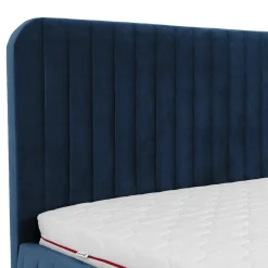 Garnero Arredamenti Letto contenitore alla francese 140x200cm imbottito velluto blu Poffi Tessuto Vellutato Lucido Blu Hot