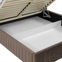 Garnero Arredamenti Letto contenitore alla francese 140x200cm imbottito velluto marrone Poffi Tessuto Vellutato Lucido Marrone Hot