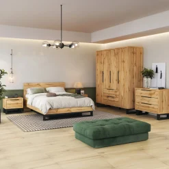 Garnero Arredamenti Letto contenitore alla francese 140x200cm rovere metallo nero Petra Online