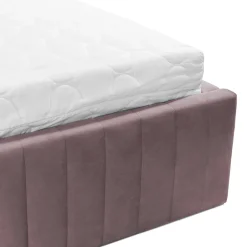 Garnero Arredamenti Letto contenitore alla francese 140x200cm imbottito velluto rosa Poffi Tessuto Vellutato Lucido Rosa