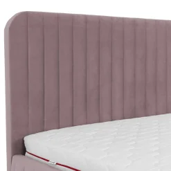 Garnero Arredamenti Letto contenitore alla francese 140x200cm imbottito velluto rosa Poffi Tessuto Vellutato Lucido Rosa