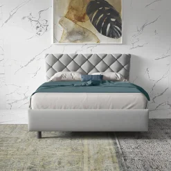 Garnero Arredamenti Letto contenitore matrimoniale 160x195 imbottito tessuto grigio ZenZone Tessuto Lycra Grigio Online