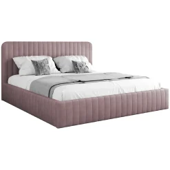 Garnero Arredamenti Letto contenitore matrimoniale 160x200 imbottito velluto rosa Poffi Tessuto Vellutato Lucido Rosa Outlet