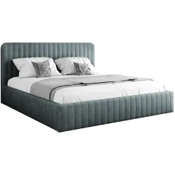 Garnero Arredamenti Letto contenitore matrimoniale 160x200 imbottito velluto grigio scuro Poffi Tessuto Vellutato Lucido Grigio Scuro Sale