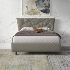 Garnero Arredamenti Letto contenitore matrimoniale 160x195 imbottito tessuto tortora DreamSpace Tessuto Woven Tortora Online