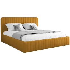 Garnero Arredamenti Letto contenitore matrimoniale oversize 180x200 imbottito velluto senape Poffi Tessuto Vellutato Lucido Senape New