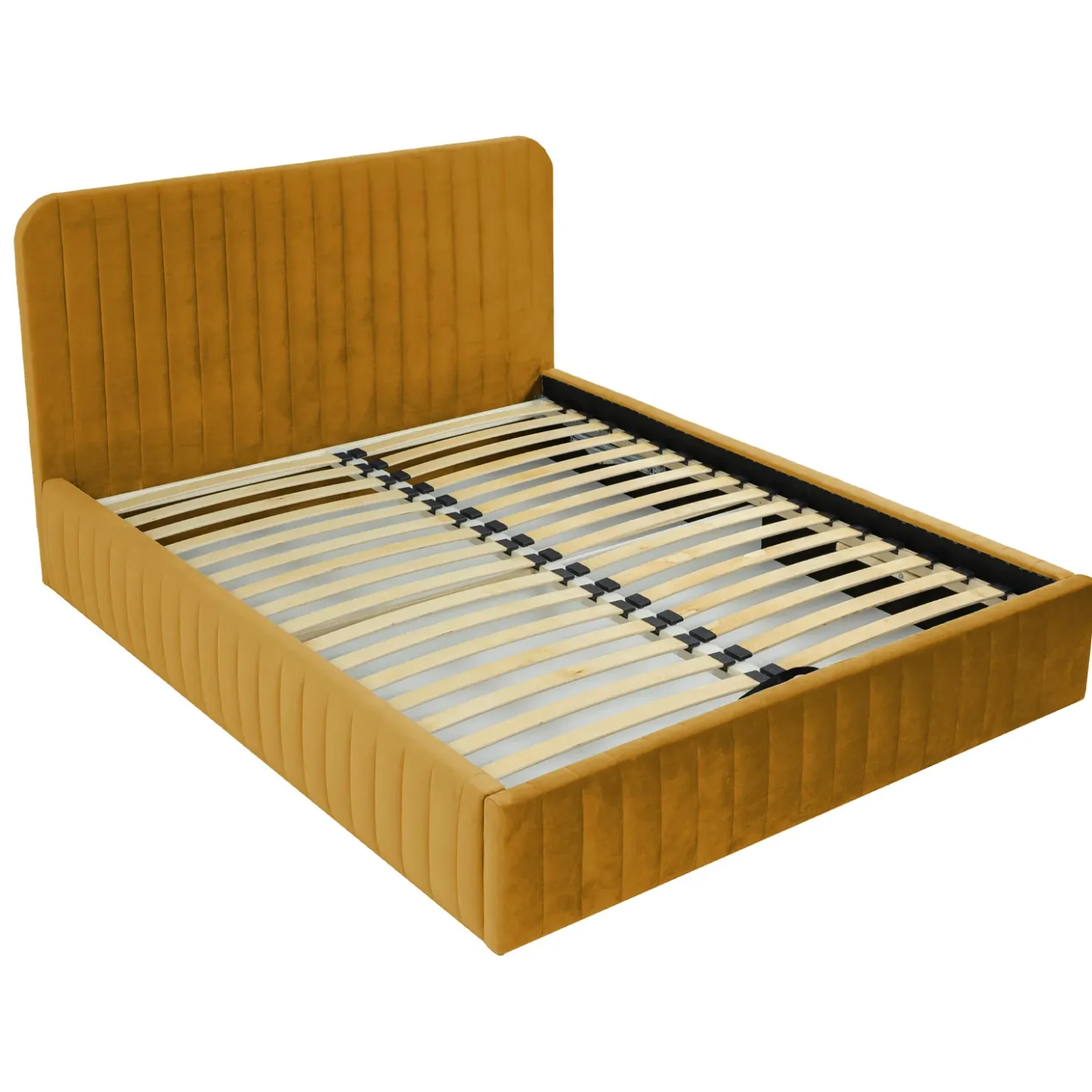 Garnero Arredamenti Letto contenitore matrimoniale oversize 180x200 imbottito velluto senape Poffi Tessuto Vellutato Lucido Senape New