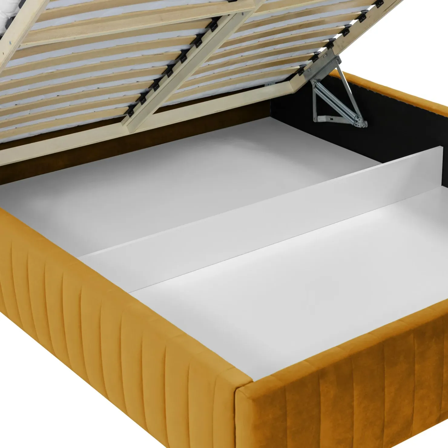 Garnero Arredamenti Letto contenitore matrimoniale oversize 180x200 imbottito velluto senape Poffi Tessuto Vellutato Lucido Senape New