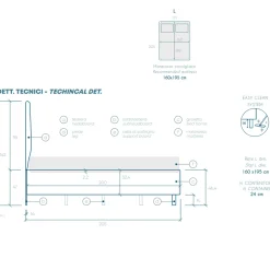 Garnero Arredamenti Letto contenitore matrimoniale 160x195 imbottito tessuto bouclè beige CozyCubby Tessuto Vellutato Beige Hot