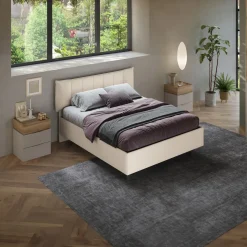 Garnero Arredamenti Letto contenitore matrimoniale 160x195 imbottito tessuto bianco CozyHaven Tessuto Woven Bianco Best