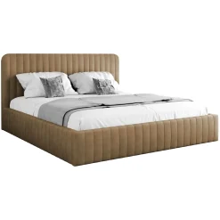 Garnero Arredamenti Letto contenitore matrimoniale 160x200 imbottito velluto tortora Poffi Tessuto Vellutato Lucido Tortora Hot