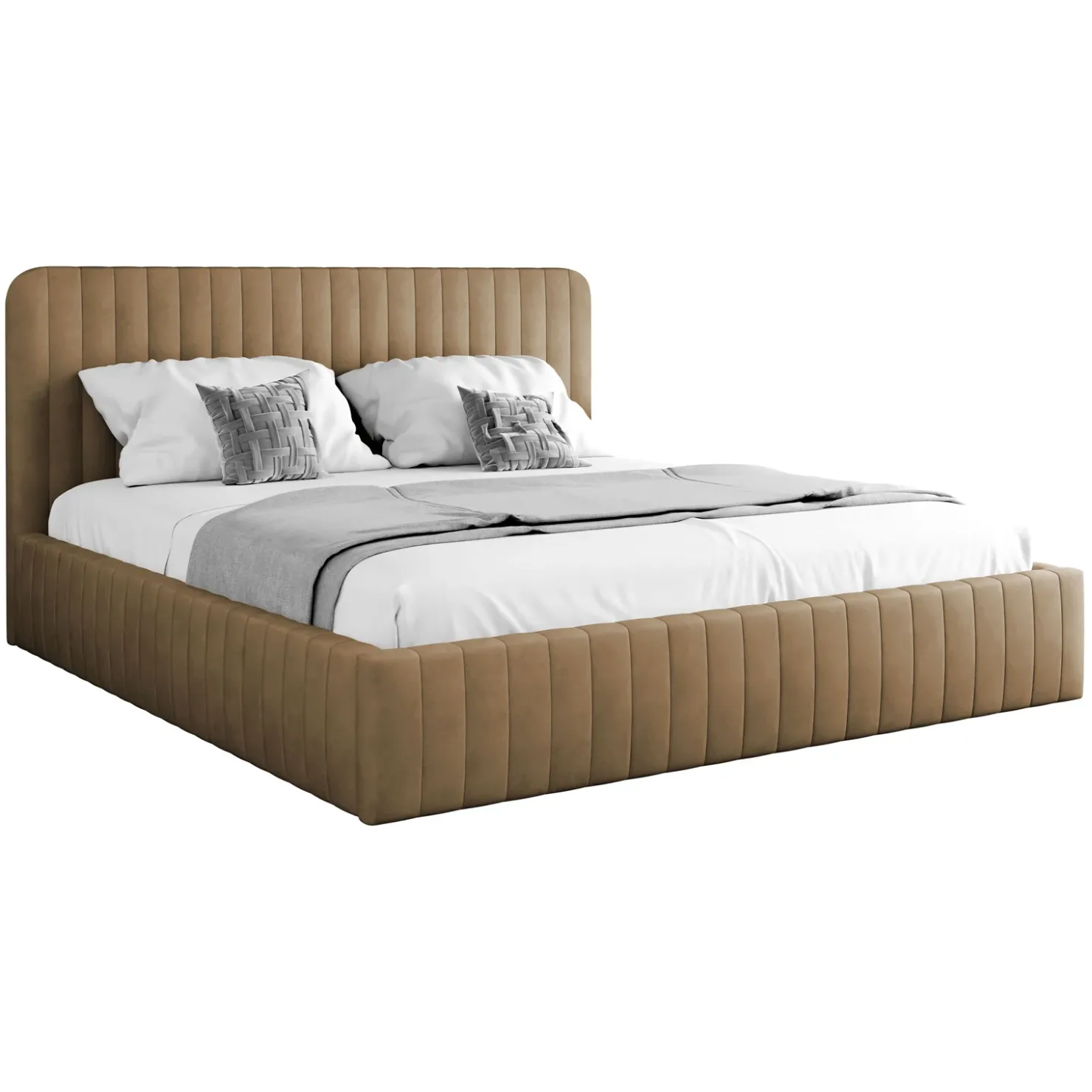 Garnero Arredamenti Letto contenitore matrimoniale 160x200 imbottito velluto tortora Poffi Tessuto Vellutato Lucido Tortora Hot