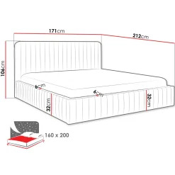 Garnero Arredamenti Letto contenitore matrimoniale 160x200 imbottito velluto tortora Poffi Tessuto Vellutato Lucido Tortora Hot