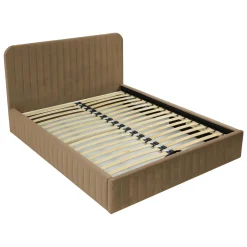 Garnero Arredamenti Letto contenitore matrimoniale 160x200 imbottito velluto tortora Poffi Tessuto Vellutato Lucido Tortora Hot