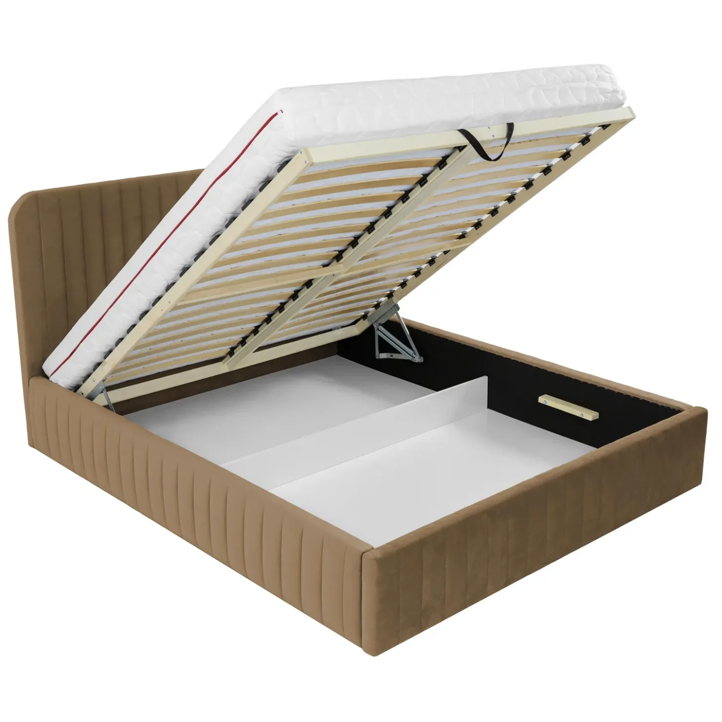 Garnero Arredamenti Letto contenitore matrimoniale 160x200 imbottito velluto tortora Poffi Tessuto Vellutato Lucido Tortora Hot