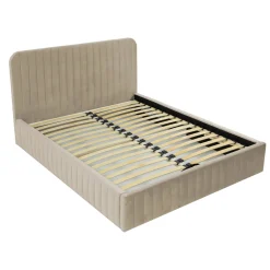 Garnero Arredamenti Letto contenitore matrimoniale oversize 180x200 imbottito velluto beige Poffi Tessuto Vellutato Lucido Beige Clearance