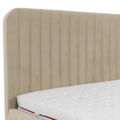 Garnero Arredamenti Letto contenitore matrimoniale oversize 180x200 imbottito velluto beige Poffi Tessuto Vellutato Lucido Beige Clearance