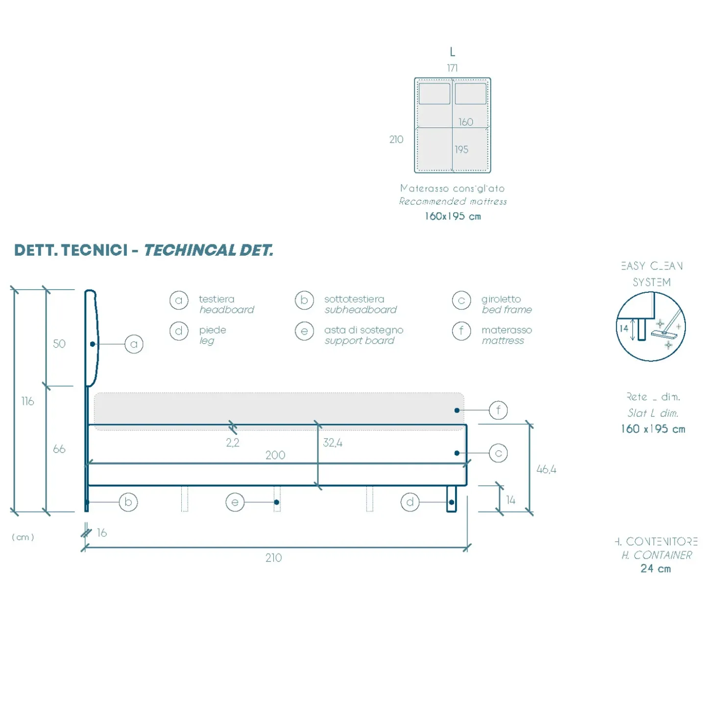 Garnero Arredamenti Letto contenitore matrimoniale 160x195 imbottito tessuto antracite Supreme Sleep Tessuto Lycra Antracite Best