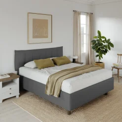 Garnero Arredamenti Letto contenitore matrimoniale 160x195cm imbottito tessuto antracite CozyHaven Tessuto Woven Antracite Sale