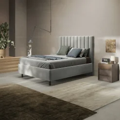 Garnero Arredamenti Letto contenitore matrimoniale 160x195 imbottito tessuto grigio CozyCubby Tessuto Vellutato Grigio Online