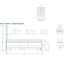 Garnero Arredamenti Letto contenitore matrimoniale 160x195 imbottito tessuto blu SleepSolutions Tessuto Velluto Blu Outlet