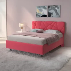 Garnero Arredamenti Letto contenitore matrimoniale 160x195 imbottito tessuto rosa LuxeSleep Tessuto Lycra Fucsia