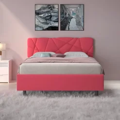 Garnero Arredamenti Letto contenitore matrimoniale 160x195 imbottito tessuto rosa LuxeSleep Tessuto Lycra Fucsia